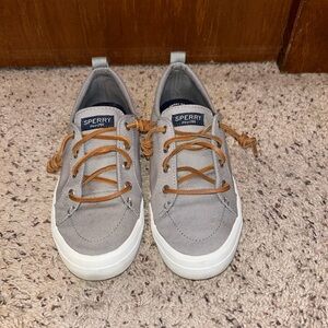 Sperry Gray Sneakers with Brown Laces
